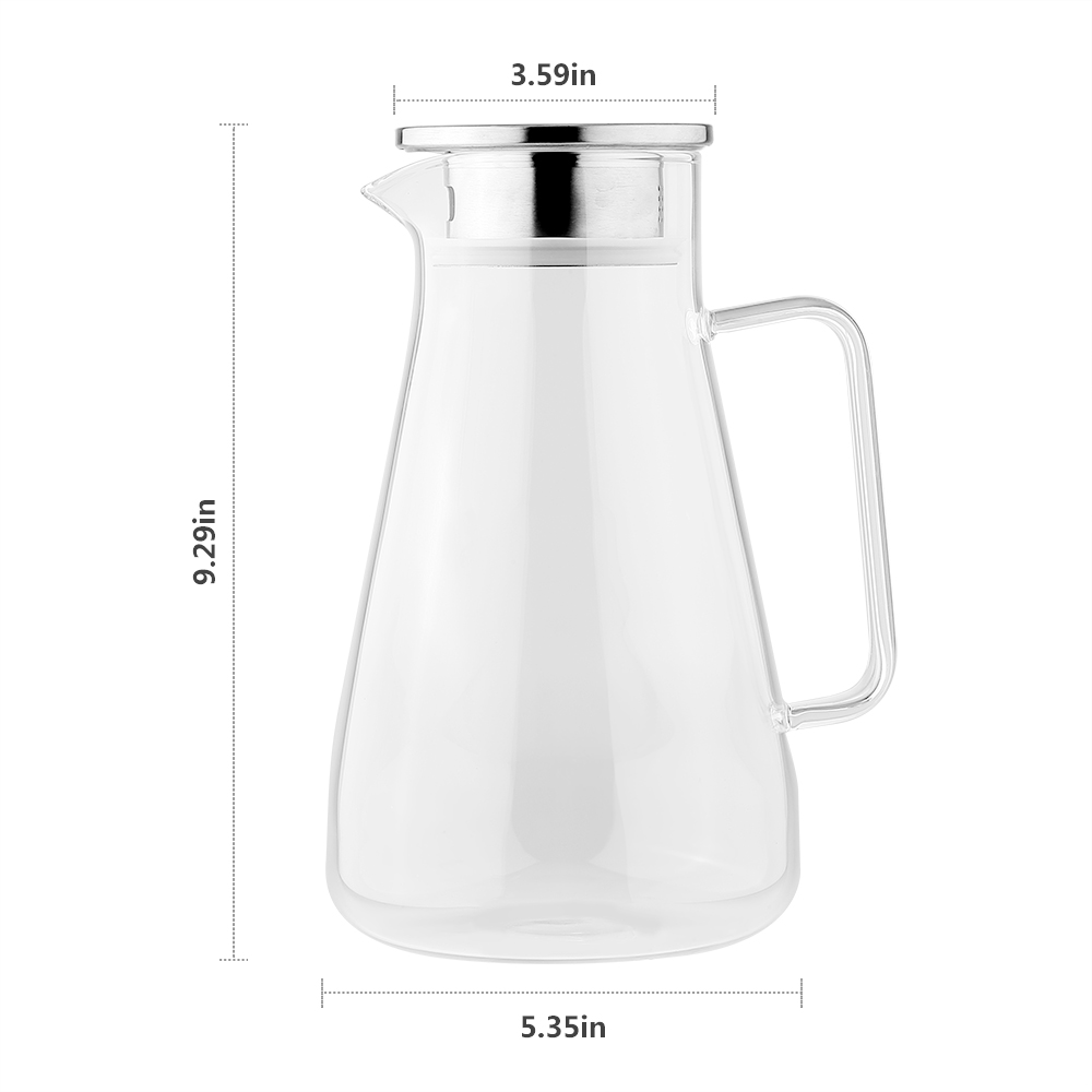 Culivaro 1500ml Glass Carafe, Lead-Free Borosilica
